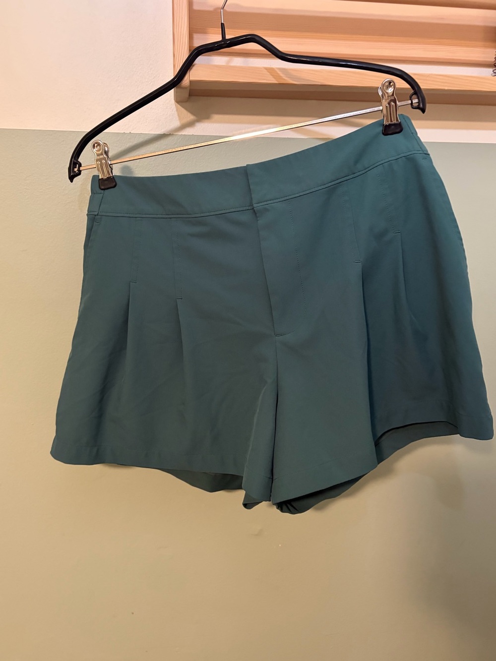 Women’s Dark Teal Pleated High-Rise Shorts- Size Medium